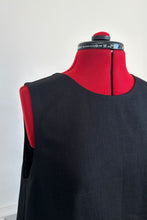 Load image into Gallery viewer, close up of a handmade black linen maxi dress
