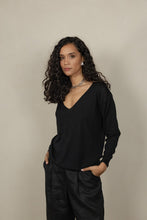 Load image into Gallery viewer, Lora Gene - V-Neck Top In Black
