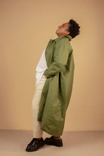 Load image into Gallery viewer, Lora Gene - Waxed Cotton Asymmetric Coat In Olive
