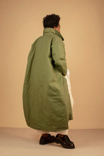 Load image into Gallery viewer, Lora Gene - Waxed Cotton Asymmetric Coat In Olive
