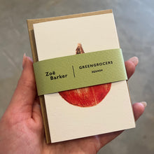 Load image into Gallery viewer, Notebook with a green ribbon and &#39;Zoe Barker Green Grocers&#39; branding held in a hand.
