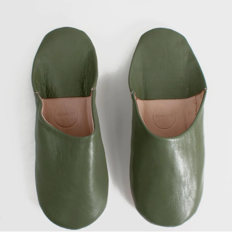 Bohemia Design Babouche Slippers In Olive Green | ATWIN Store UK