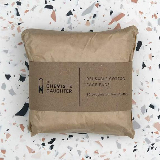 a packed of organic cotton square shaped reusable face pads 